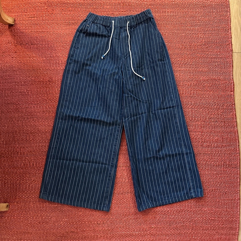 Striped Blue Wide-Leg Pants